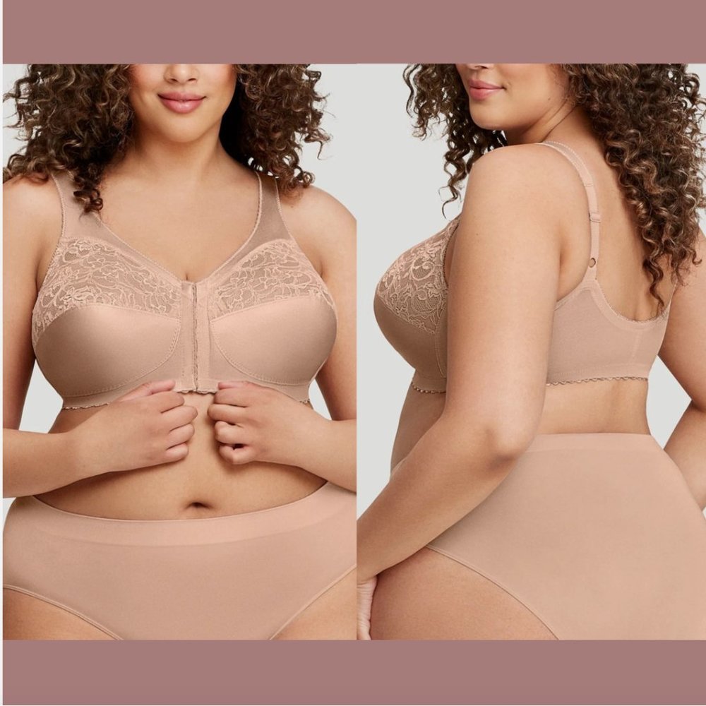NEW $55 Glamorise MagicLift Front-Closure‎ Support Bra Nude [ US 58C ] #6051